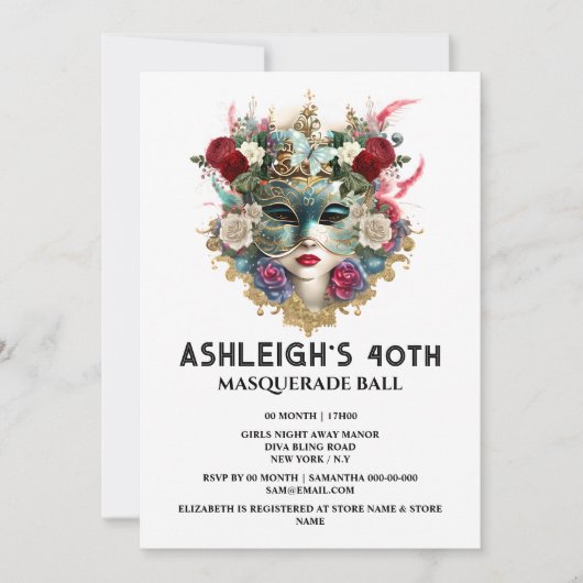 Masquerade verjaardag Venetiaanse dames gezichtsma Kaart (Voorkant)