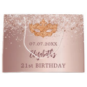 Masquerade verjaardagsblush roos gouden glitter na groot cadeauzakje (Voorkant)