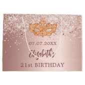 Masquerade verjaardagsblush roos gouden glitter na groot cadeauzakje (Achterkant)