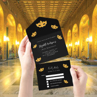 Masquerade verjaardagscasker zwart gouden masker R