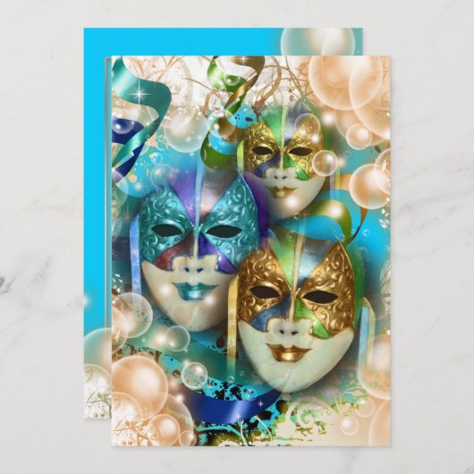 Masquerade-verjaardagsthema PERSONALIZE Kaart (Voorkant / Achterkant)