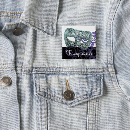 Masquerade Vierkante Button 5,1 Cm (In situ)