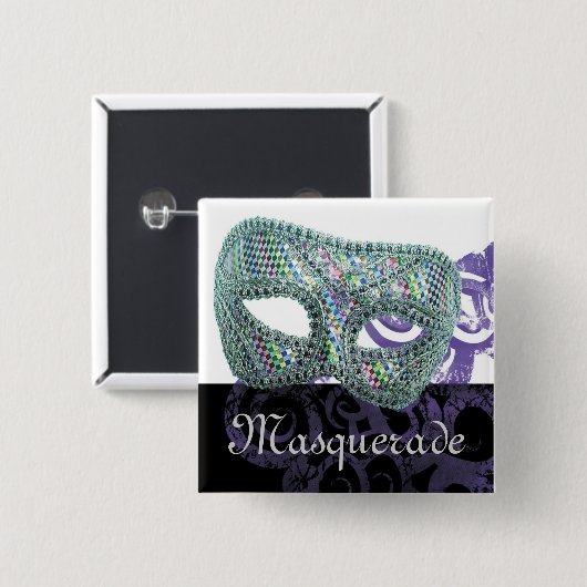 Masquerade Vierkante Button 5,1 Cm (Voorkant /achterkant)