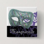 Masquerade Vierkante Button 5,1 Cm (Voorkant)