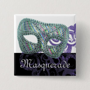 Masquerade Vierkante Button 5,1 Cm