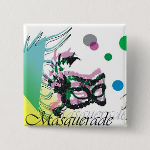 Masquerade Vierkante Button 5,1 Cm