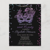 Masquerade Violet Diamonds, Masque Sweet 16 Uitnodiging Briefkaart (Voorkant)
