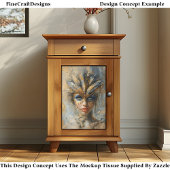 Masquerade Vrouw Olie Schilderij Decoupage Links 1 Tissuepapier