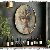 Masquerade Vrouw Olie Schilderij Decoupage Links 1 Tissuepapier