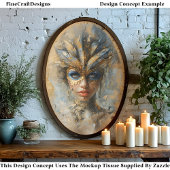 Masquerade Vrouw Olie Schilderij Decoupage Links 1 Tissuepapier