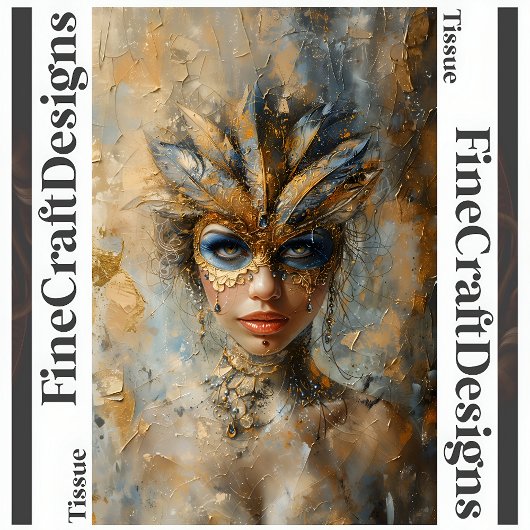 Masquerade Vrouw Olie Schilderij Decoupage Links 1 Tissuepapier