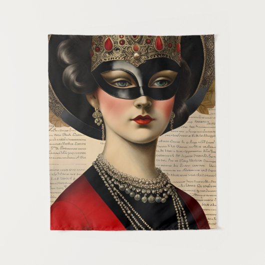 Masquerade Vrouw Wandkleed (Voorkant)