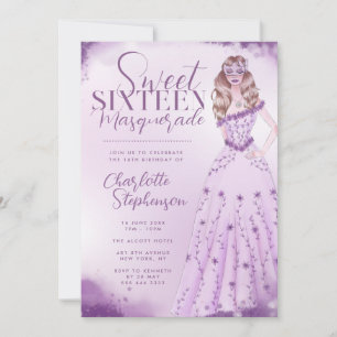 Masquerade Watercolor Illustratie Sweet Sixteen Kaart