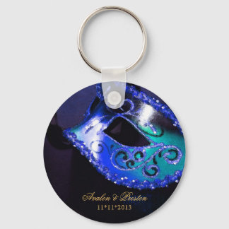Masquerade Wedding Favor Blue Sleutelhanger