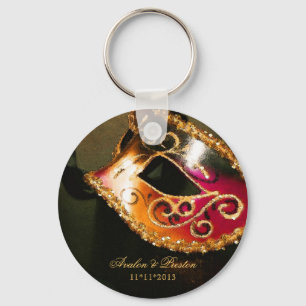 Masquerade Wedding Favor Gold Sleutelhanger