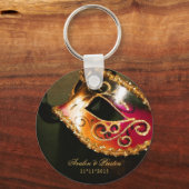 Masquerade Wedding Favor Gold Sleutelhanger (Voorkant)