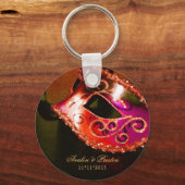 Masquerade Wedding Favor Red Sleutelhanger (Voorkant)