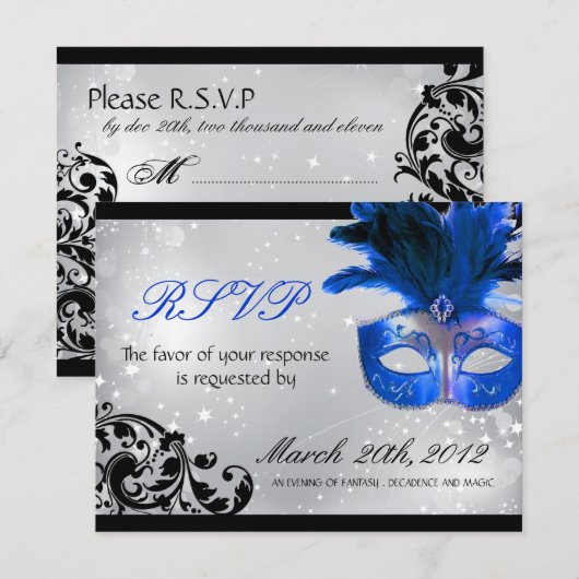 Masquerade Wedding RSVP-kaarten RSVP Kaartje (Voorkant / Achterkant)