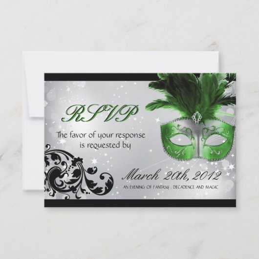 Masquerade Wedding RSVP-kaarten RSVP Kaartje (Voorkant)