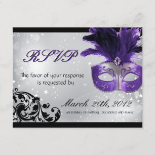 Masquerade Wedding RSVP-kaarten RSVP Kaartje