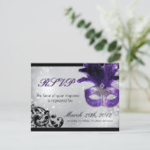 Masquerade Wedding RSVP-kaarten RSVP Kaartje (Staand voorkant)
