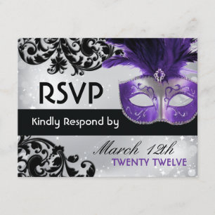 Masquerade Wedding RSVP-kaarten RSVP Kaartje