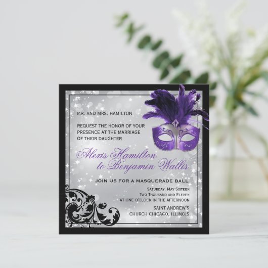 Masquerade Wedding Uitnodiging (Staand voorkant)