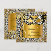 Masquerade Wild Black White Gold Masker Birthday Kaart (Voorkant / Achterkant)