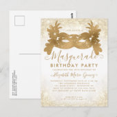Masquerade Wit Goud Glitter Stof Verjaardagsfeestj Briefkaart (Voorkant / Achterkant)