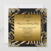 Masquerade Zebra Coffee Black Gold Birthday Party Kaart (Achterkant)