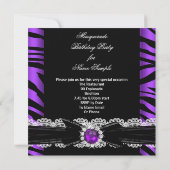 Masquerade Zebra Paars Birthday Party Kaart (Achterkant)