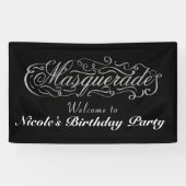 MASQUERADE Zilver & Om het even welk Kleurenverjaa Spandoek (Horizontaal)