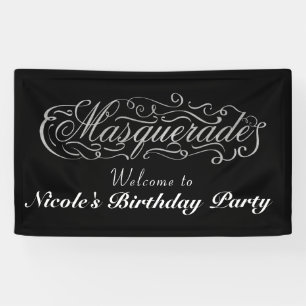 MASQUERADE Zilver & Om het even welk Kleurenverjaa Spandoek