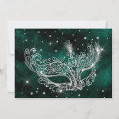 Masquerade zilverglitter groene quinceanera foto kaart (Achterkant)