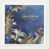 Masquerade Zoet Zestien Blauw Goud ID1032 Servet (Voorkant)