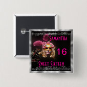 Masquerade zoet zestien vierkante button 5,1 cm (Voorkant /achterkant)