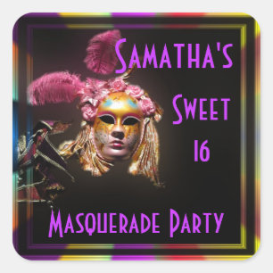 Masquerade zoet zestien vierkante sticker