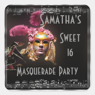 Masquerade zoet zestien vierkante sticker