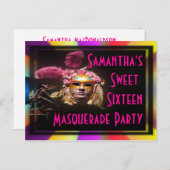 Masquerade zoete zestien uitnodiging (Voorkant / Achterkant)