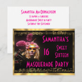 Masquerade zoete zestien uitnodiging briefkaart (Voorkant / Achterkant)