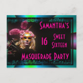 Masquerade zoete zestien uitnodiging briefkaart (Voorkant)