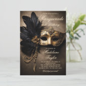Masquerade Zwart Goud Masker Moody 50ste Verjaarda Kaart (Staand voorkant)