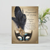 Masquerade Zwart Goud Venetië Masker 50ste Verjaar Kaart (Staand voorkant)