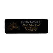 Masquerade Zwart & Goud Verjaardag Retouradres Etiket (Voorkant)