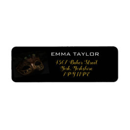 Masquerade Zwart & Goud Verjaardag Retouradres Etiket