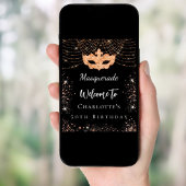 Masquerade zwart goud welkom verjaardagsfeest poster