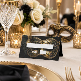 Masquerade zwart gouden masker naam plaatskaartje