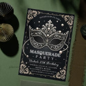 Masquerade Zwart Witte Verjaardagsfeestje Kaart