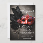 Masquerade Zwart Zilver Rood Moody Kerstfeest Kaart (Voorkant)