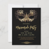 Masqueradefeest Luxe Zwart Goud Verjaardag  Kaart (Voorkant)